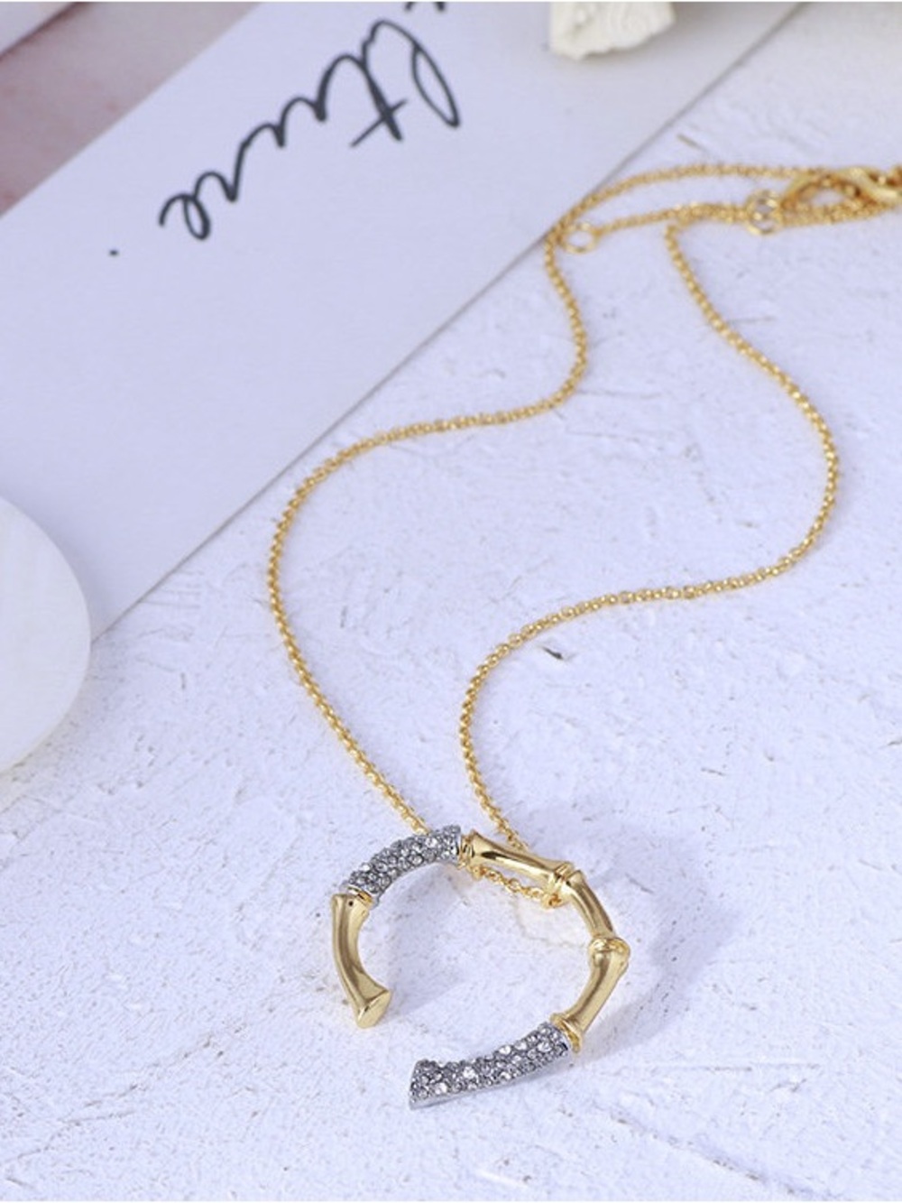 fashion jewelry Gold and Silver Bamboo Circle Pendant Necklace